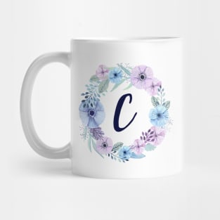 Floral Monogram C Icy Winter Blossoms Mug